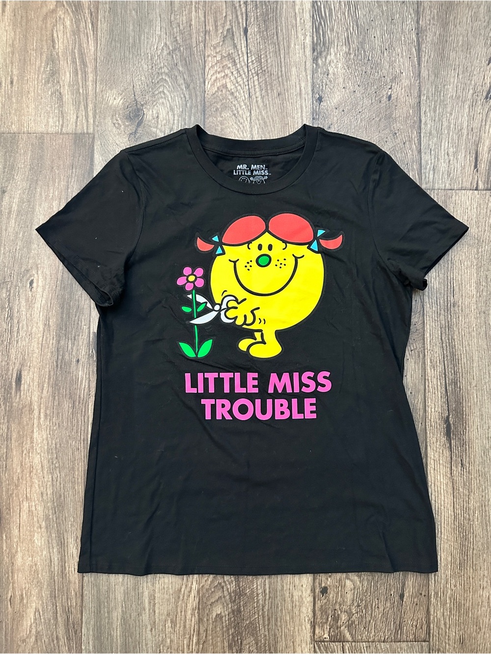 Mr Men Little Miss Trouble Graphic T-Shirt Women's Size M Black
